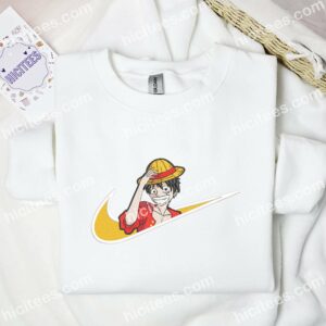 Luffy Straw Hat Embroidered Shirt, One Piece Anime Embroidered Hoodie 2 Luffy Straw Hat Embroidered Shirt One Piece Anime Embroidered Hoodie 3