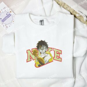Luffy Strong Embroidered Shirt, One Piece Anime Embroidered Hoodie 2 Luffy Strong Embroidered Shirt One Piece Anime Embroidered Hoodie 3