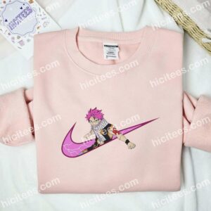 Natsu Dragneel Embroidered Shirt, Fairy Tail Anime Embroidered Hoodie 2 Natsu Dragneel Embroidered Shirt Fairy Tail Anime Embroidered Hoodie 3 1