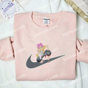 Natsu Dragneel Kneeing Embroidered Shirt, Fairy Tail Anime Embroidered Hoodie 2 Natsu Dragneel Kneeing Embroidered Shirt Fairy Tail Anime Embroidered Hoodie 3