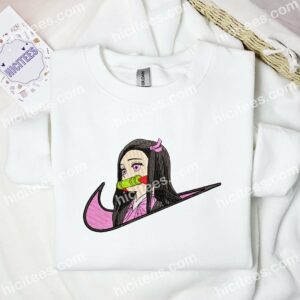 Nezuko Side Profile Embroidered Shirt, Demon Slayer Anime Embroidered Hoodie 1 Nezuko Side Profile Embroidered Shirt Demon Slayer Anime Embroidered Hoodie 2