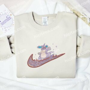 Nidoking Embroidered Shirt, Pokemon Anime Embroidered Hoodie 1 Nidoking Embroidered Shirt Pokemon Anime Embroidered Hoodie 2