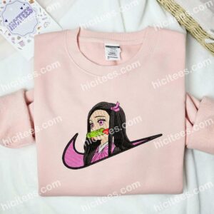 Nezuko Side Profile Embroidered Shirt, Demon Slayer Anime Embroidered Hoodie 2 Nezuko Side Profile Embroidered Shirt Demon Slayer Anime Embroidered Hoodie 3