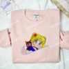 Sailor Moon And Luna Embroidered Shirt, Anime Embroidered Hoodie