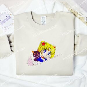 Sailor Moon And Luna Embroidered Shirt, Anime Embroidered Hoodie 1 Sailor Moon And Luna Embroidered Shirt Anime Embroidered Hoodie 2