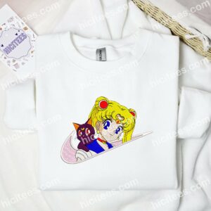 Sailor Moon And Luna Embroidered Shirt, Anime Embroidered Hoodie 2 Sailor Moon And Luna Embroidered Shirt Anime Embroidered Hoodie 3