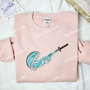 Sword And Waves Embroidered Shirt, Demon Slayer Anime Embroidered Hoodie 2 Sword And Waves Embroidered Shirt Demon Slayer Anime Embroidered Hoodie 3