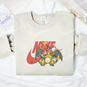 Charizard Breathing Fire Embroidered Shirt, Pokemon Anime Embroidered Hoodie 2 Charizard Breathing Fire Embroidered Shirt Pokemon Anime Embroidered Hoodie 3