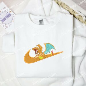 Charizard Fight Mode Embroidered Shirt Pokemon Anime Embroidered Hoodie 2