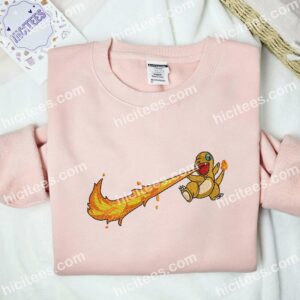 Charizard Breathing Fire Embroidered Shirt, Pokemon Anime Embroidered Hoodie 2 Charizard Breathing Fire Embroidered Shirt Pokemon Anime Embroidered Hoodie 3 1
