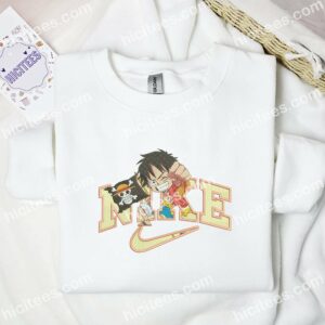 Chibi Luffy And Straw Hat Flag Embroidered Shirt, One Piece Anime Embroidered Hoodie 1 Chibi Luffy And Straw Hat Flag Embroidered Shirt One Piece Anime Embroidered Hoodie 2