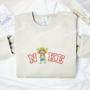 Chibi Luffy Happy Embroidered Shirt, One Piece Anime Embroidered Hoodie 2 Chibi Luffy Happy Embroidered Shirt One Piece Anime Embroidered Hoodie 3