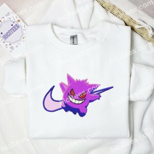 Gengar Embroidered Shirt, Pokemon Characters Embroidered Hoodie 1 Gengar Embroidered Shirt Pokemon Characters Embroidered Hoodie 2
