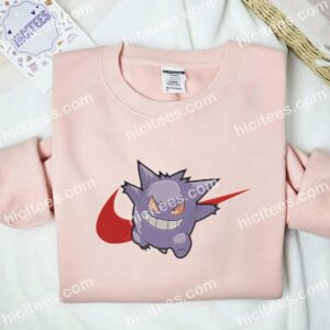 Gengar Smile Embroidered Shirt, Pokemon Characters Embroidered Hoodie 1 Gengar Smile Embroidered Shirt Pokemon Characters Embroidered Hoodie 2