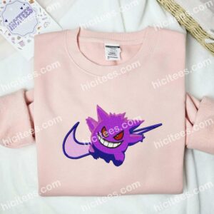 Gengar Embroidered Shirt, Pokemon Characters Embroidered Hoodie 2 Gengar Embroidered Shirt Pokemon Characters Embroidered Hoodie 3