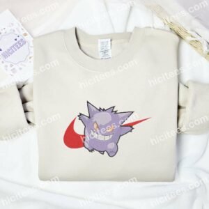 Gengar Smile Embroidered Shirt, Pokemon Characters Embroidered Hoodie 2 Gengar Smile Embroidered Shirt Pokemon Characters Embroidered Hoodie 3