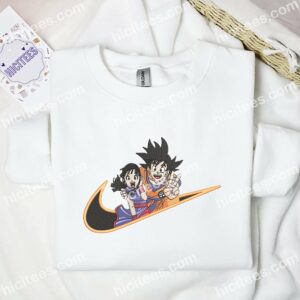 Goku And Chichi Happy Embroidered Shirt, Dragon Ball Anime Embroidered Hoodie 1 Goku And Chichi Happy Embroidered Shirt Dragon Ball Anime Embroidered Hoodie 2