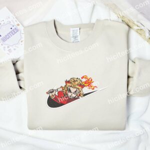 Kyojuro Rengoku Embroidered Shirt, Kimetsu No Yaiba Anime Embroidered Hoodie 2 Kyojuro Rengoku Embroidered Shirt Kimetsu No Yaiba Anime Embroidered Hoodie 3