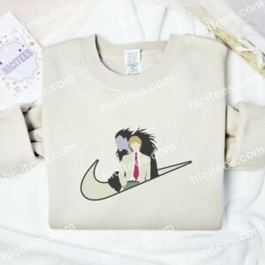 Light Yagami And Ryuk Silhouette Embroidered Shirt, Death Note Anime Embroidered Hoodie 2 Light Yagami And Ryuk Silhouette Embroidered Shirt Death Note Anime Embroidered Hoodie 3