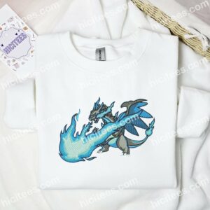 Mega Charizard Embroidered Shirt, Pokemon Anime Embroidered Hoodie 1 Mega Charizard Embroidered Shirt Pokemon Anime Embroidered Hoodie 2