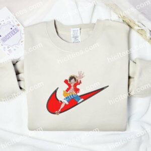 Monkey D Luffy Embroidered Shirt, One Piece Anime Embroidered Hoodie 2 Monkey D Luffy Embroidered Shirt One Piece Anime Embroidered Hoodie 3