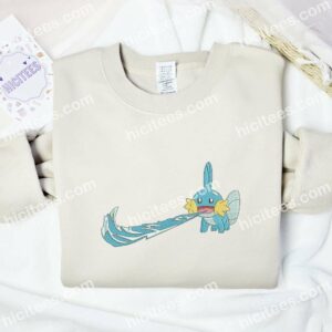Mudkip Embroidered Shirt, Pokemon Anime Embroidered Hoodie 1 Mudkip Embroidered Shirt Pokemon Anime Embroidered Hoodie 2