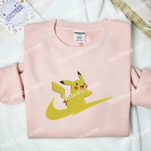 Pikachu Embroidered Shirt, Pokemon Anime Embroidered Hoodie 1 Pikachu Embroidered Shirt Pokemon Anime Embroidered Hoodie 2 3