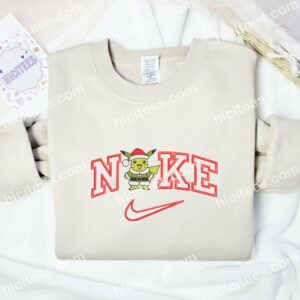 Pikachu Grinch Christmas Embroidered Shirt Pokemon Anime Embroidered Hoodie 2 2