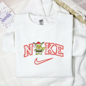 Pikachu Grinch Christmas Embroidered Shirt Pokemon Anime Embroidered Hoodie 3 2