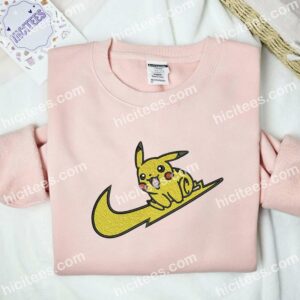 Pikachu Happy Embroidered Shirt, Pokemon Anime Embroidered Hoodie 1 Pikachu Happy Embroidered Shirt Pokemon Anime Embroidered Hoodie 2