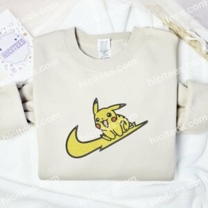 Pikachu Happy Embroidered Shirt, Pokemon Anime Embroidered Hoodie 2 Pikachu Happy Embroidered Shirt Pokemon Anime Embroidered Hoodie 3