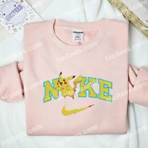 Pikachu Jumping Embroidered Shirt Pokemon Anime Embroidered Hoodie 3