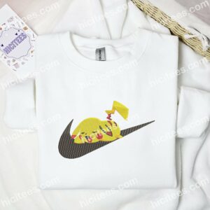 Pikachu Sleeping Embroidered Shirt, Pokemon Anime Embroidered Hoodie 1 Pikachu Sleeping Embroidered Shirt Pokemon Anime Embroidered Hoodie 2