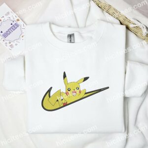 Pikachu Smile Embroidered Shirt, Pokemon Anime Embroidered Hoodie 1 Pikachu Smile Embroidered Shirt Pokemon Anime Embroidered Hoodie 2