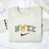 Pikachu Waving Embroidered Shirt, Pokemon Anime Embroidered Hoodie