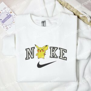 Pikachu Waving Embroidered Shirt, Pokemon Anime Embroidered Hoodie 1 Pikachu Waving Embroidered Shirt Pokemon Anime Embroidered Hoodie 2