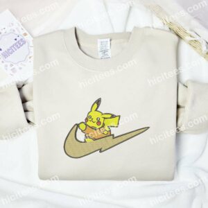 Pikachu Wearing Clothes Embroidered Shirt, Pokemon Anime Embroidered Hoodie 2 Pikachu Wearing Clothes Embroidered Shirt Pokemon Anime Embroidered Hoodie 3
