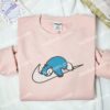 Snorlax Sleeping Embroidered Shirt, Pokemon Anime Embroidered Hoodie