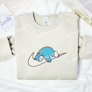 Snorlax Sleeping Embroidered Shirt, Pokemon Anime Embroidered Hoodie 1 Snorlax Sleeping Embroidered Shirt Pokemon Anime Embroidered Hoodie 2