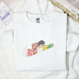 Sosuke And Ponyo Embroidered Shirt, Ghibli Anime Embroidered Hoodie 1 Sosuke And Ponyo Embroidered Shirt Ghibli Anime Embroidered Hoodie 2