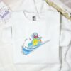 Squirtle Happy Surfing Embroidered Shirt, Pokemon Anime Embroidered Hoodie