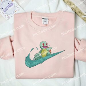 Squirtle Happy Surfing Embroidered Shirt, Pokemon Anime Embroidered Hoodie 2 Squirtle Happy Surfing Embroidered Shirt Pokemon Anime Embroidered Hoodie 3 1