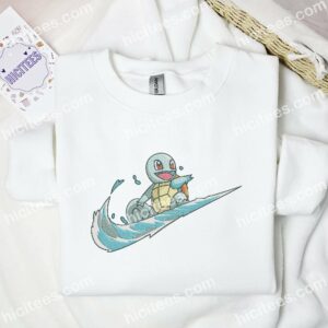 Squirtle Happy Surfing Embroidered Shirt, Pokemon Anime Embroidered Hoodie 2 Squirtle Happy Surfing Embroidered Shirt Pokemon Anime Embroidered Hoodie 3 2
