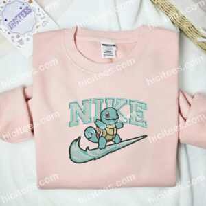 Squirtle Surfing Embroidered Shirt, Pokemon Anime Embroidered Hoodie 1 Squirtle Surfing Embroidered Shirt Pokemon Anime Embroidered Hoodie 2
