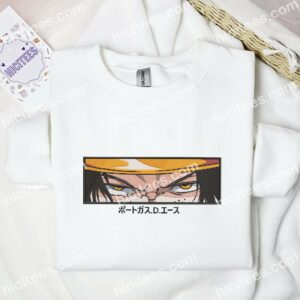 Ace Angry Eyes One Piece Anime Embroidered Shirt 1 Ace Angry Eyes One Piece Anime Embroidered Shirt 2
