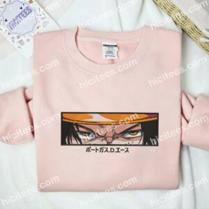 Ace Angry Eyes One Piece Anime Embroidered Shirt 2 Ace Angry Eyes One Piece Anime Embroidered Shirt 3