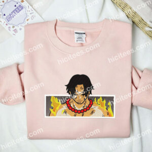 Ace Angry One Piece Anime Embroidered Shirt 3 1