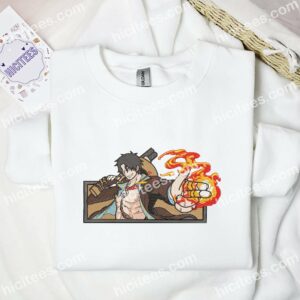 Ace Fire Fingers One Piece Anime Embroidered Shirt 2