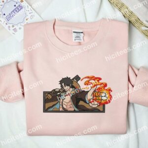 Ace Fire Fingers One Piece Anime Embroidered Shirt 3