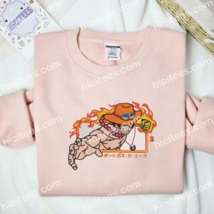 Ace Fire Fist One Piece Anime Embroidered Shirt 2 Ace Fire Fist One Piece Anime Embroidered Shirt 3